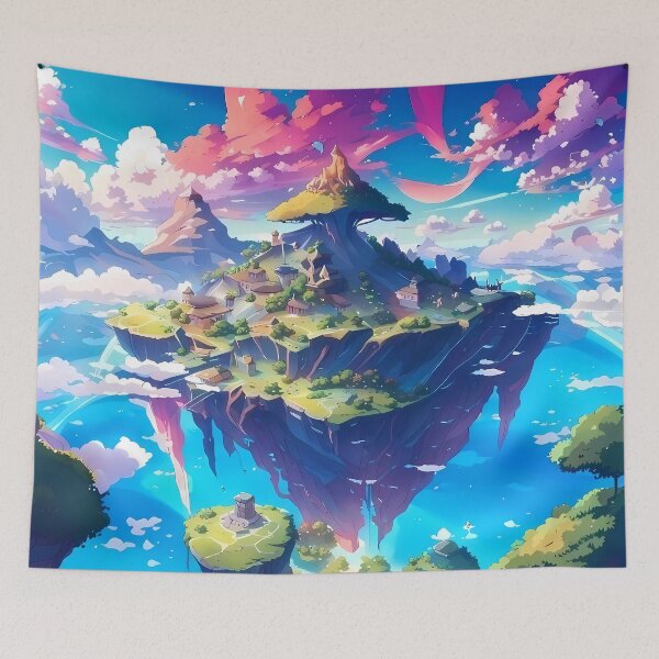 Item preview, Beautiful floating islands landscape illustration designed and sold by 1Celery.