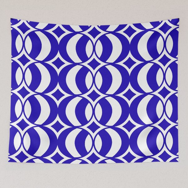 Item preview, Retro 70s Bohemian Geometric Globe Pattern Ultramarine Blue designed and sold by tonymagnerart.