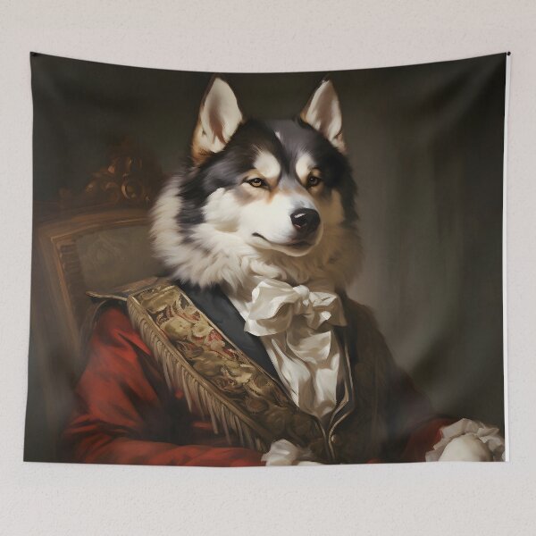 Item preview, Aristocratic Siberian Husky Portrait Art designed and sold by ConfettiSkyArt.