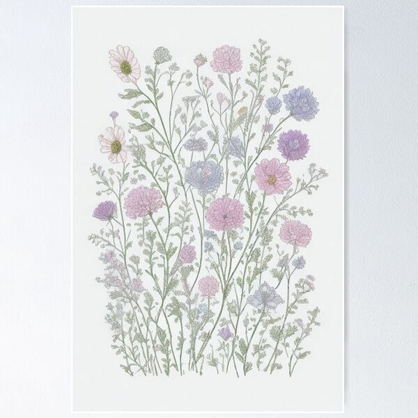 Item preview, outline flowers pattern designed and sold by Rosamose.