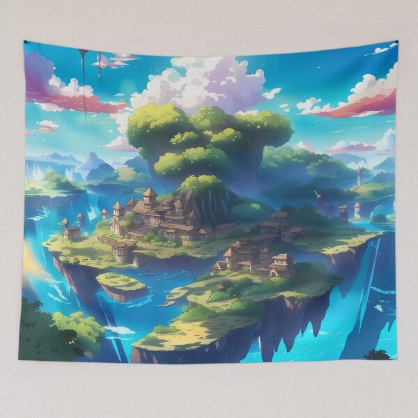 Item preview, Beautiful floating islands Asian landscape illustration designed and sold by 1Celery.