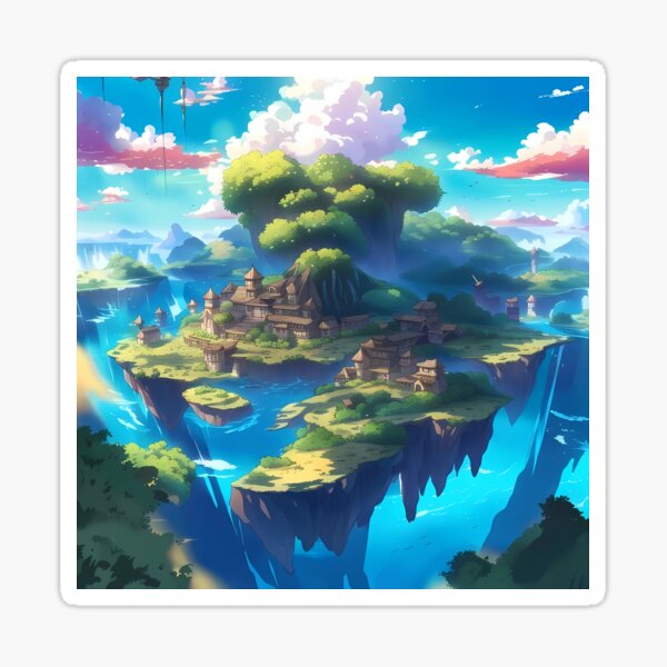 Item preview, Beautiful floating islands Asian landscape illustration designed and sold by 1Celery.