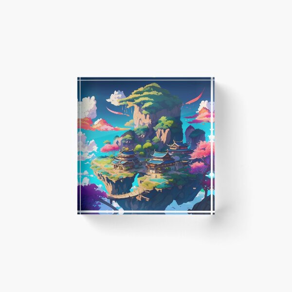 Item preview, Beautiful floating islands Asian landscape illustration designed and sold by 1Celery.
