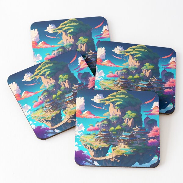 Item preview, Beautiful floating islands Asian landscape illustration designed and sold by 1Celery.