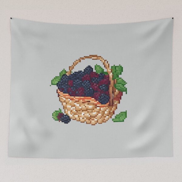 Item preview, Pixel Basket of Blackberries Design Print  designed and sold by randomtdesigns.