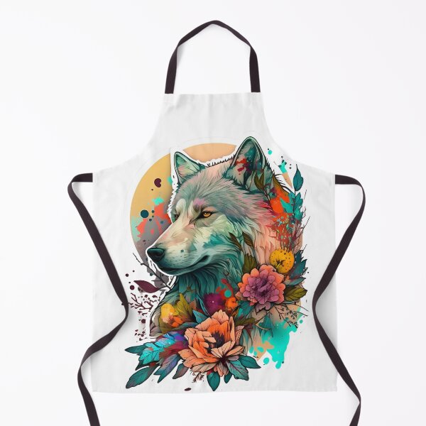 Item preview, Colorful Wolf With Flowers designed and sold by ArtFromBeyond.