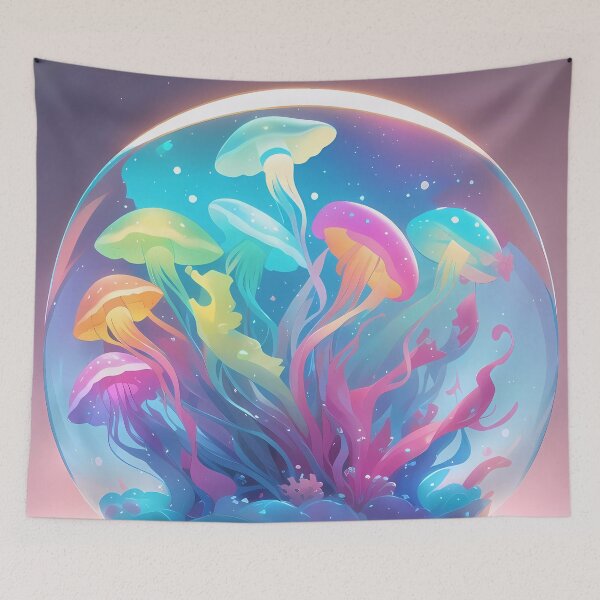 Item preview, A glass sphere with colorful jellyfish inside designed and sold by Carmillai.