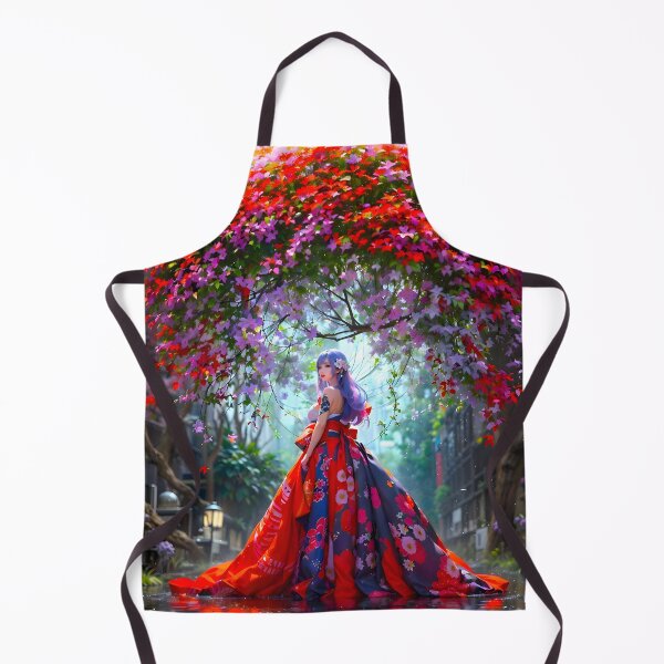 Artikelvorschau, Eleganz inmitten der Natur: Mädchen in buntem Kleid neben dem roten Rosenbaum entworfen und verkauft von AI-Hoarder.