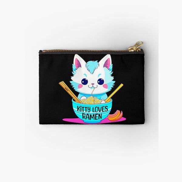 Item preview, Kitty loves ramen, cute colourful kawaii kitten tucking into a bowl of ramen,  designed and sold by allycat57.
