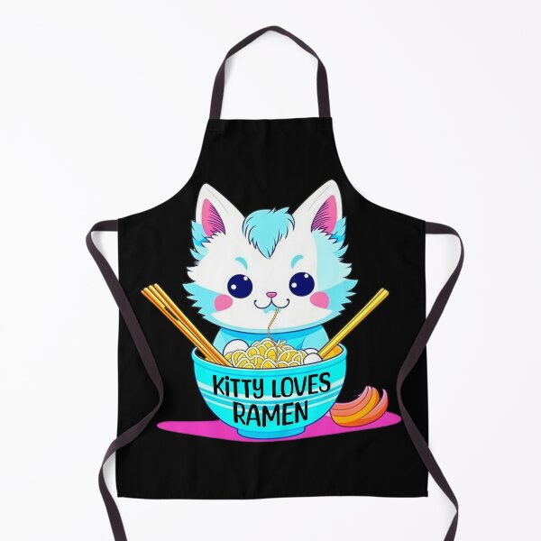 Item preview, Kitty loves ramen, cute colourful kawaii kitten tucking into a bowl of ramen,  designed and sold by allycat57.