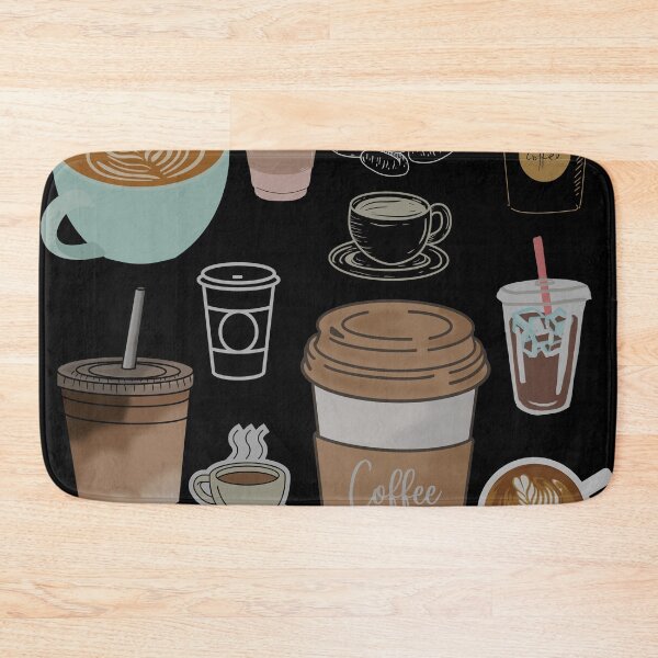 Item preview, Cute coffee cups pattern for dark/black items designed and sold by ItOk-DontBeCry.