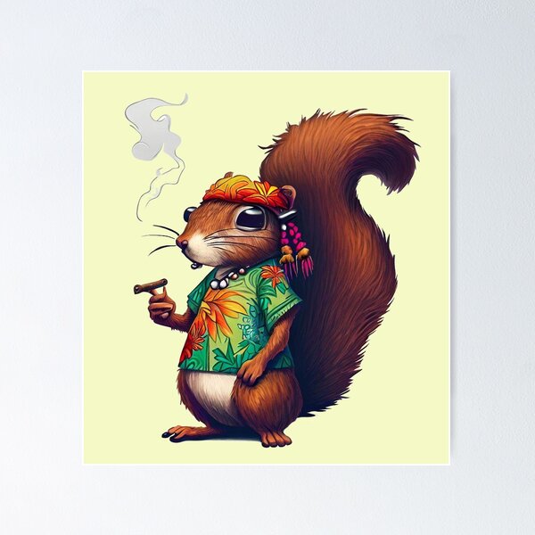 Item preview, 70's Hippie Squirrel Smoking designed and sold by Jacob Quinn.