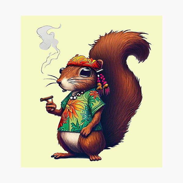 Item preview, 70's Hippie Squirrel Smoking designed and sold by Jacob Quinn.