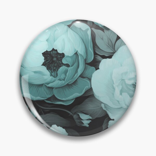 Artikelvorschau, Opulente Barockblumen, stimmungsvolle botanische Kunst, Pastellblaugrün entworfen und verkauft von artsandsoul.