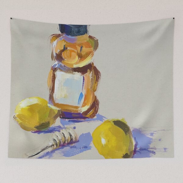 Item preview, Honey Bear with lemons original abstract painting designed and sold by Anne Marie Propst.