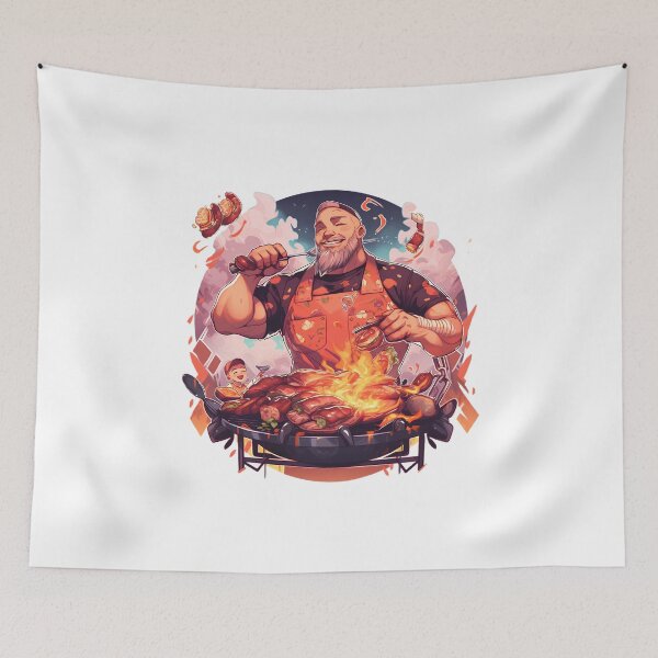 Item preview, Fathers Day Grill Master BBQ Grilling Time Dad Barbecue Meat Food Print Grillmaster Season Boss King designed and sold by MartynGrey.