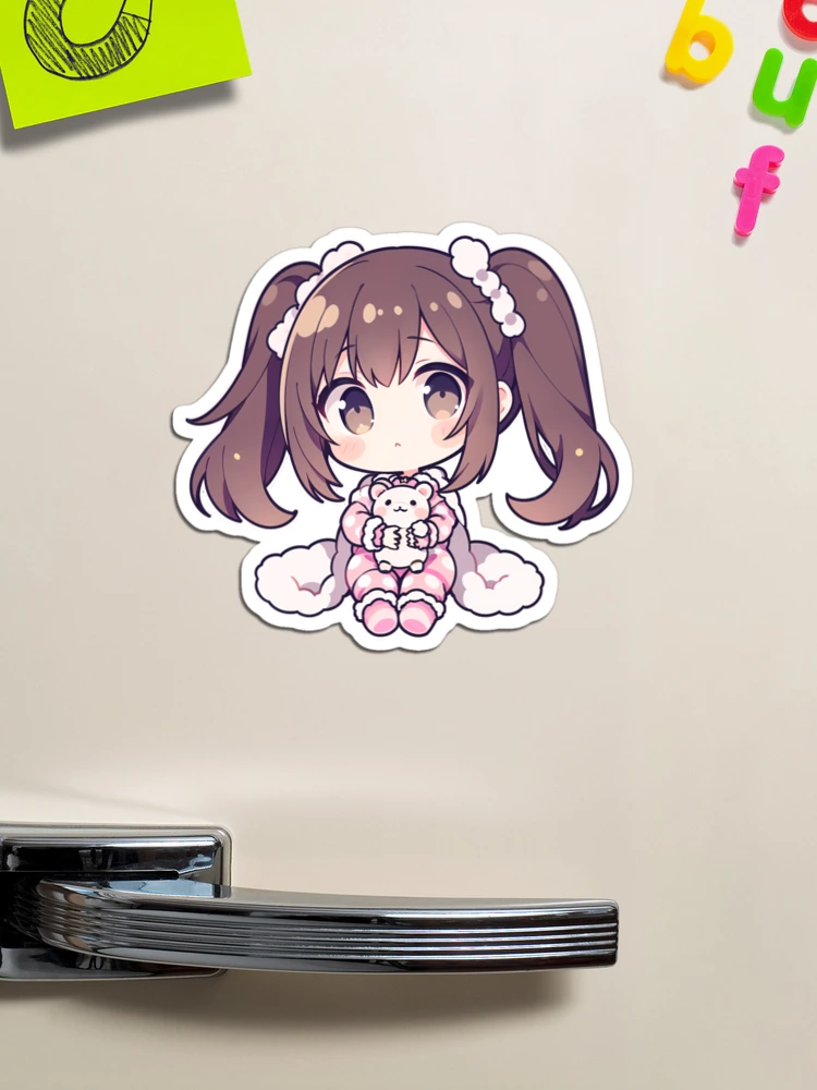 Cute Chibi Anime Cat Girl With Cats | Sticker