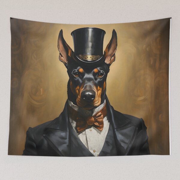 Item preview, Dapper Doberman Pinscher Portrait Art designed and sold by ConfettiSkyArt.