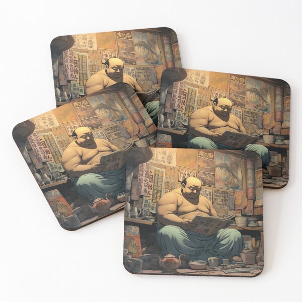 Item preview, A Fat Man Reading a Newspaper Illustration designed and sold by Sketch-Shack.