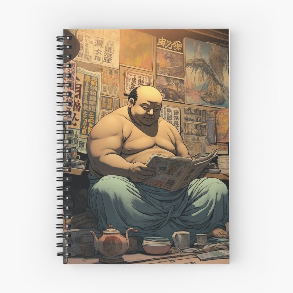 Item preview, A Fat Man Reading a Newspaper Illustration designed and sold by Sketch-Shack.