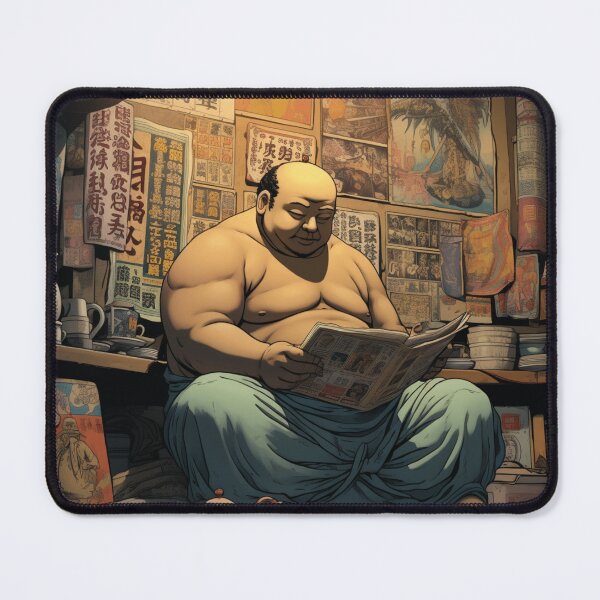 Item preview, A Fat Man Reading a Newspaper Illustration designed and sold by Sketch-Shack.