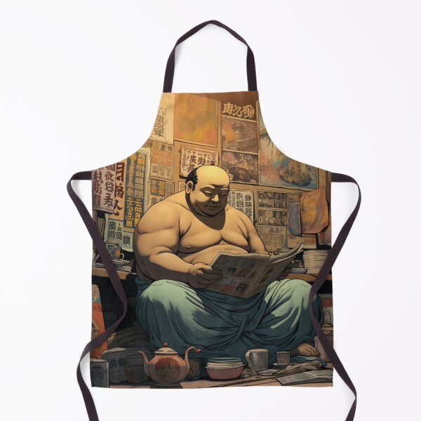 Item preview, A Fat Man Reading a Newspaper Illustration designed and sold by Sketch-Shack.