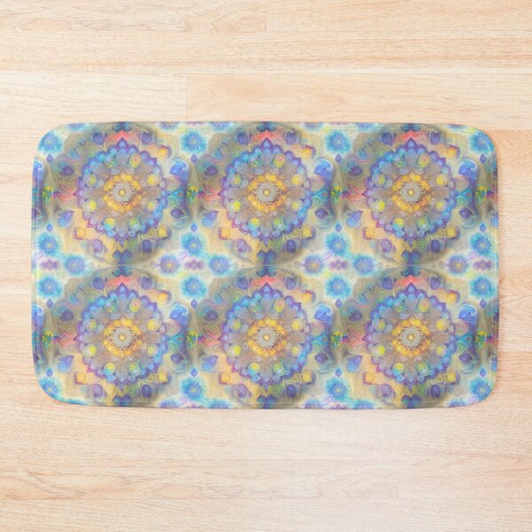 Item preview, Watercolor blue, violet and yellow mandala pattern designed and sold by EightMustangs.