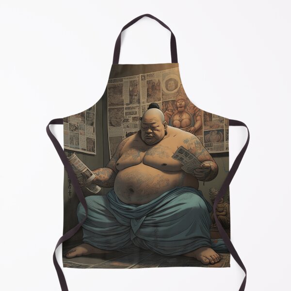 Item preview, A Fat Japonese Man Reading a Newspaper Illustration designed and sold by Sketch-Shack.