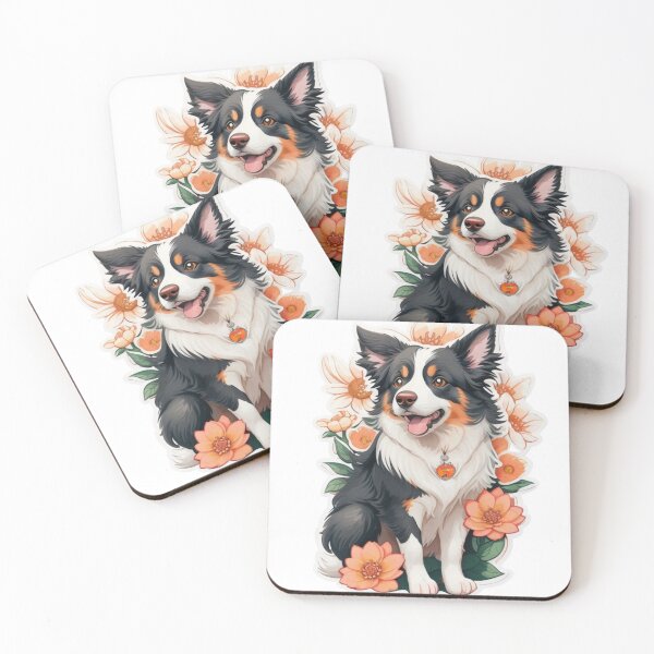 Item preview, Lovely Border Collie with Watercolor Flowers designed and sold by YourNameMatters.