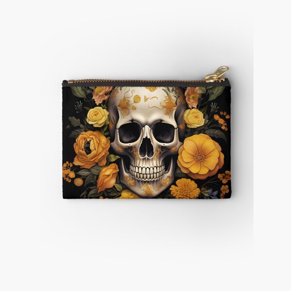 Item preview, Gothic Elegance: Skulls and Roses Adorned with Yellow Marigolds designed and sold by Studio-Mind.