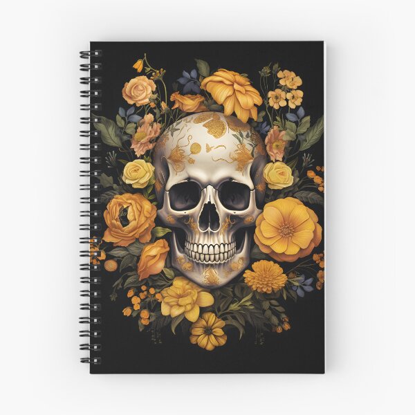 Item preview, Gothic Elegance: Skulls and Roses Adorned with Yellow Marigolds designed and sold by Studio-Mind.