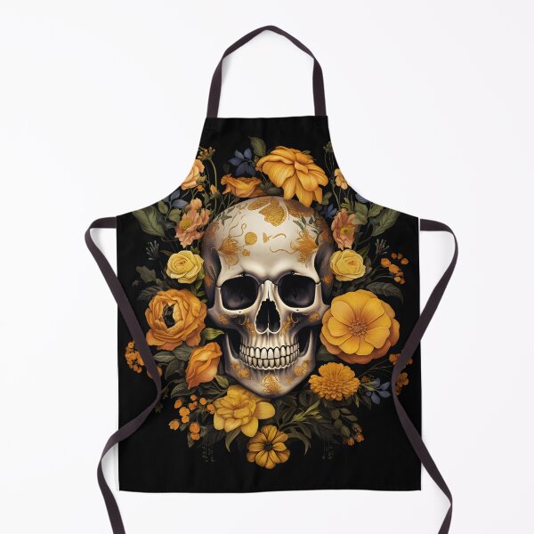 Item preview, Gothic Elegance: Skulls and Roses Adorned with Yellow Marigolds designed and sold by Studio-Mind.