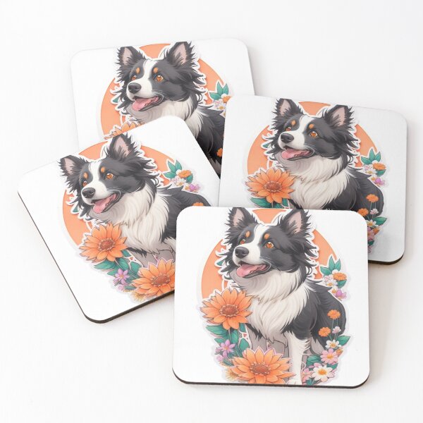 Item preview, Lovely Border Collie with Watercolor Flowers designed and sold by YourNameMatters.