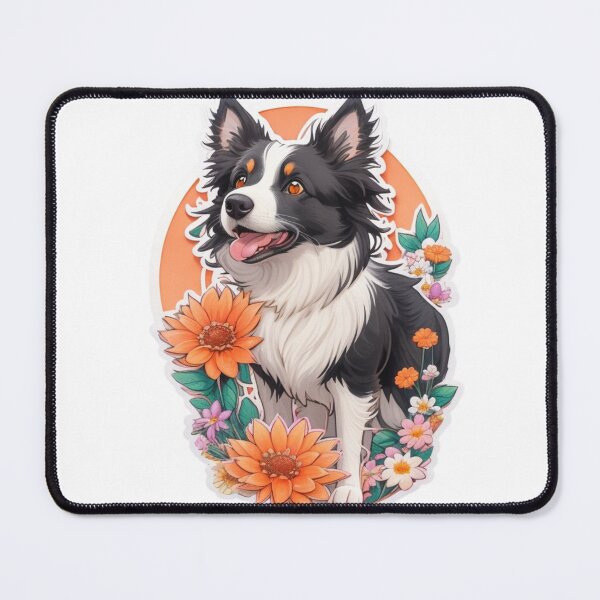 Item preview, Lovely Border Collie with Watercolor Flowers designed and sold by YourNameMatters.