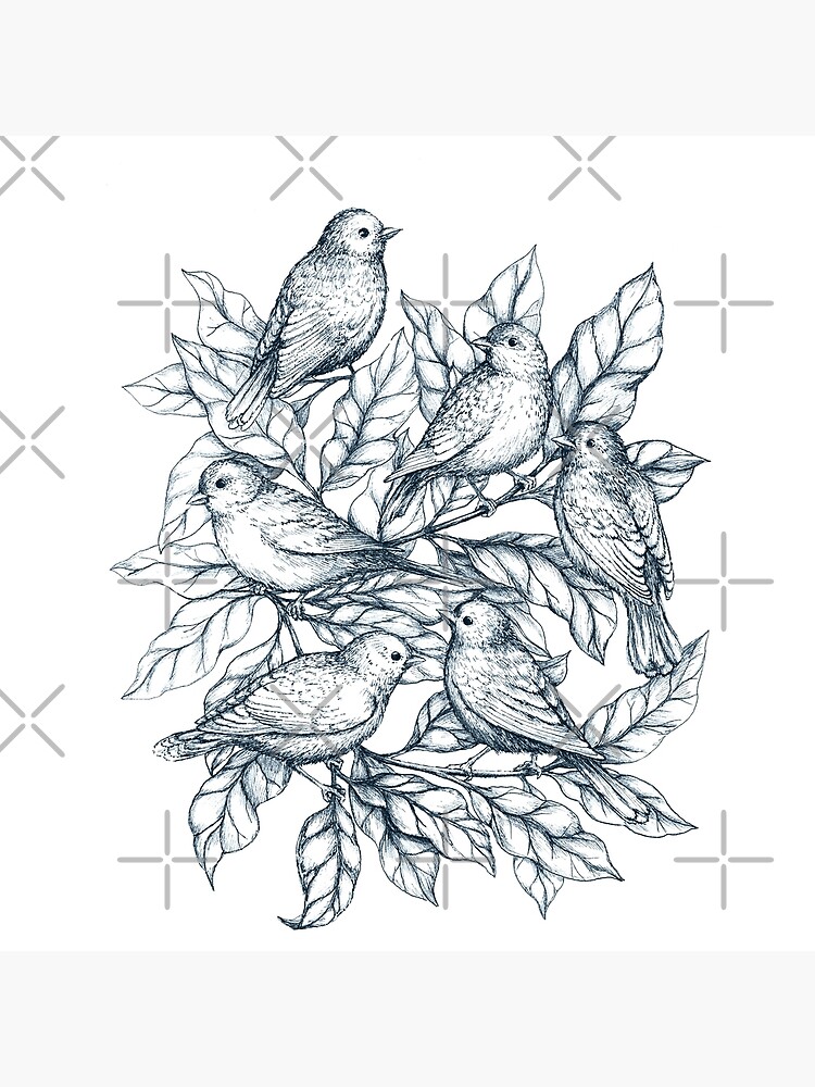 Autumn birds - Bird illustration and Pattern by linnw
