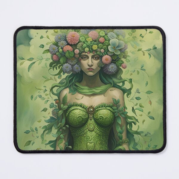 Item preview, Goddess of Spring with flowers and leaves digital painting designed and sold by SirenSeventyOne.