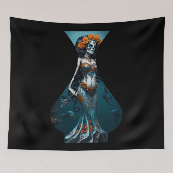 Item preview, Dia de La Muerte in a Genie Bottle Mermaid designed and sold by SirenasWorld.