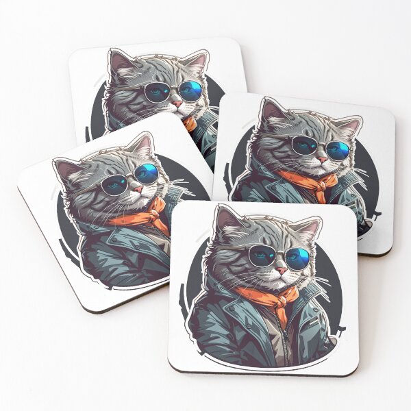 Item preview, Chic Feline Fashion - Unique Cat with Sunglasses Design designed and sold by sadsapiens.