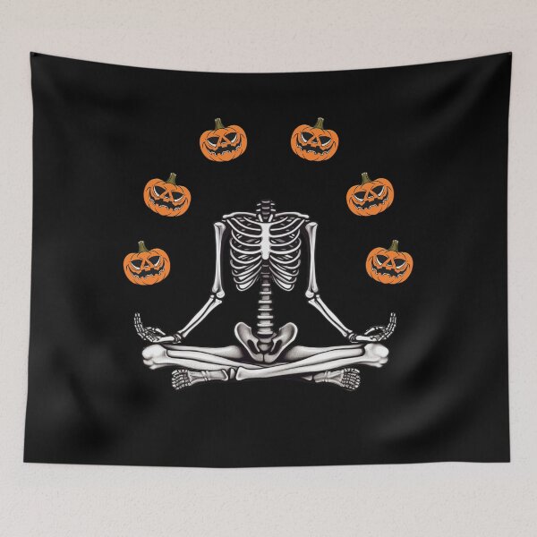Item preview, Pumpkin Tranquil Halloween Skeleton in Lotus Pose designed and sold by ElLocoMus.