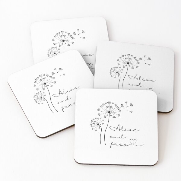 Item preview, Alive and Free Minimalist black and white design with dandelions and heart designed and sold by Brasilia.