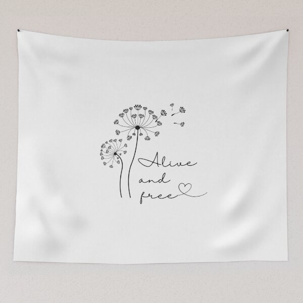 Item preview, Alive and Free Minimalist black and white design with dandelions and heart designed and sold by Brasilia.