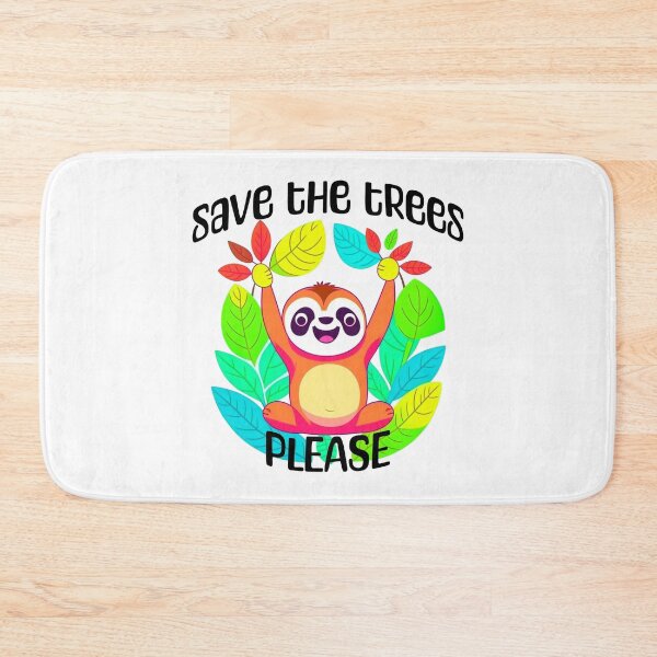 Item preview, Save the trees please, sweet kawaii baby sloth hanging around in the rainforest designed and sold by allycat57.