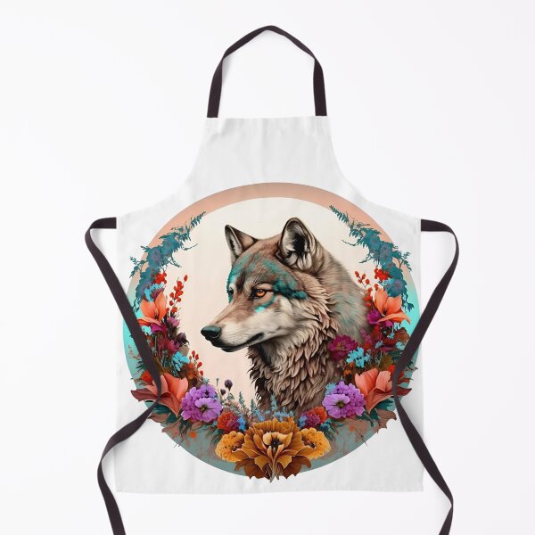 Item preview, Colorful Wolf With Flowers designed and sold by ArtFromBeyond.