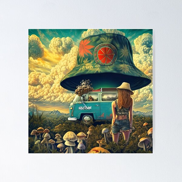 psychedelic, trippy, shrooms, hippy art Poster