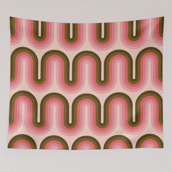 Item preview, Retro Squiggle – Pink & Tan designed and sold by Cat Coquillette.