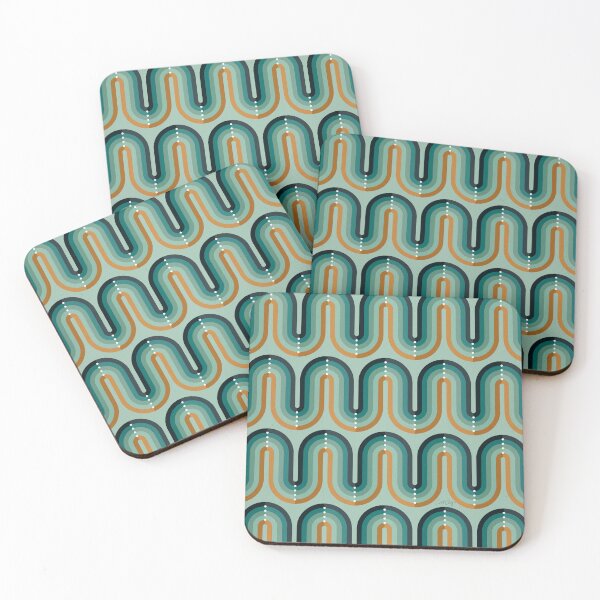 Item preview, Retro Squiggle – Teal & Ochre designed and sold by Cat Coquillette.