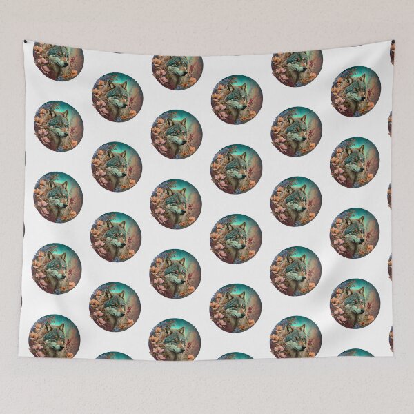 Item preview, Colorful Wolf With Flowers designed and sold by ArtFromBeyond.