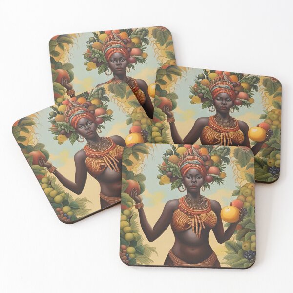 Item preview, Goddess of abundance digital painting - fruit, African beauty designed and sold by SirenSeventyOne.