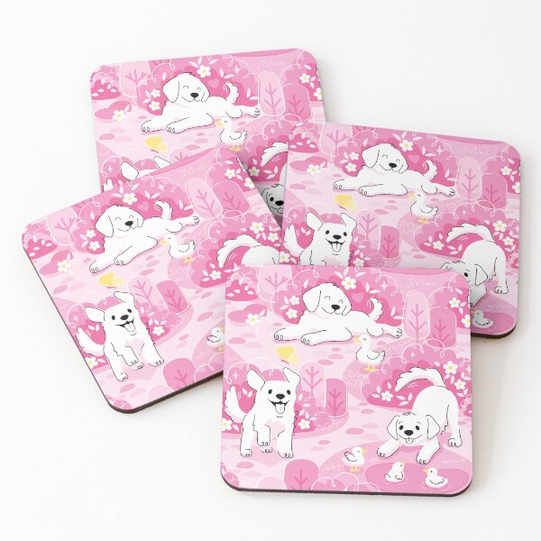 Item preview, Golden Retriever Puppy in Pink Garden designed and sold by miavaldez.