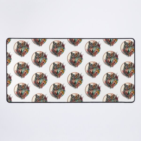 Item preview, Colorful Wolf With Flowers designed and sold by ArtFromBeyond.